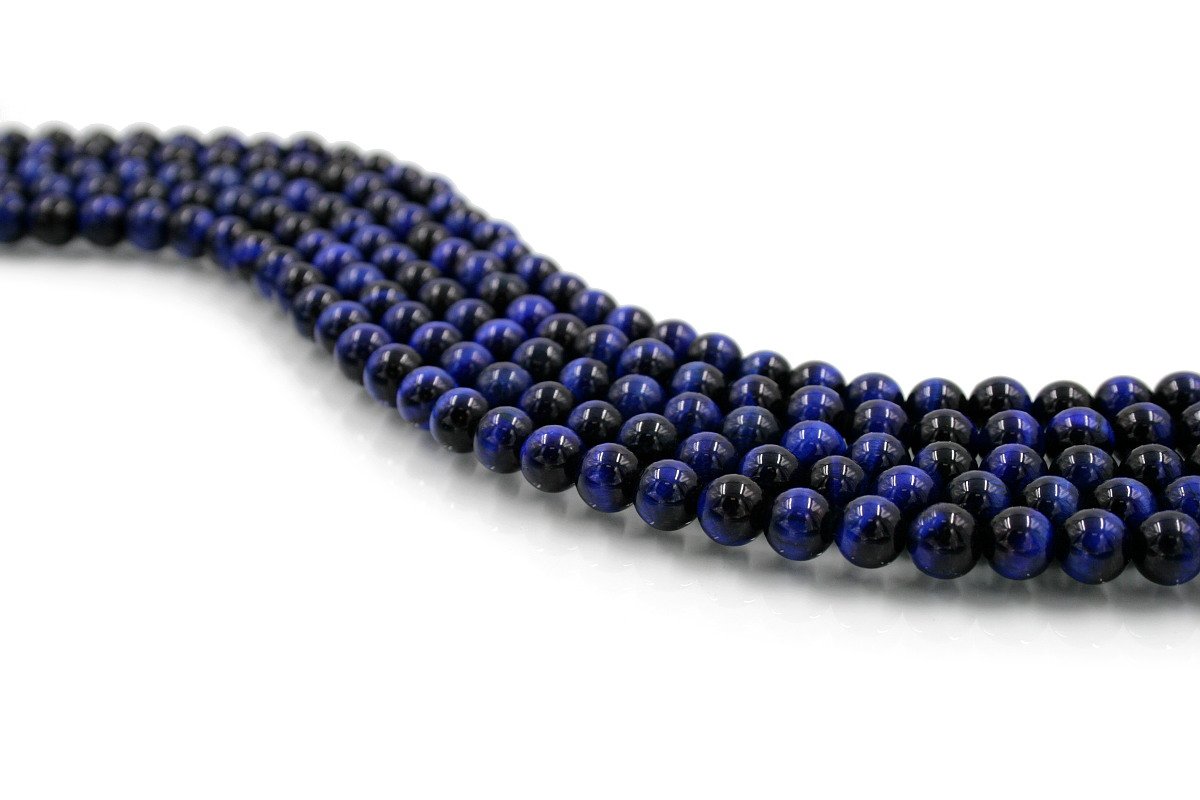 Perle Pietra Occhio Di Tigre Blu Naturale 8mm - 45 Pezzi Per Gioielli Fai Da Te