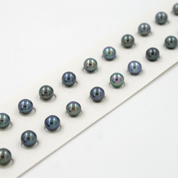Fresh Water Pearls pairs round shape size 5½-6mm - Black Color