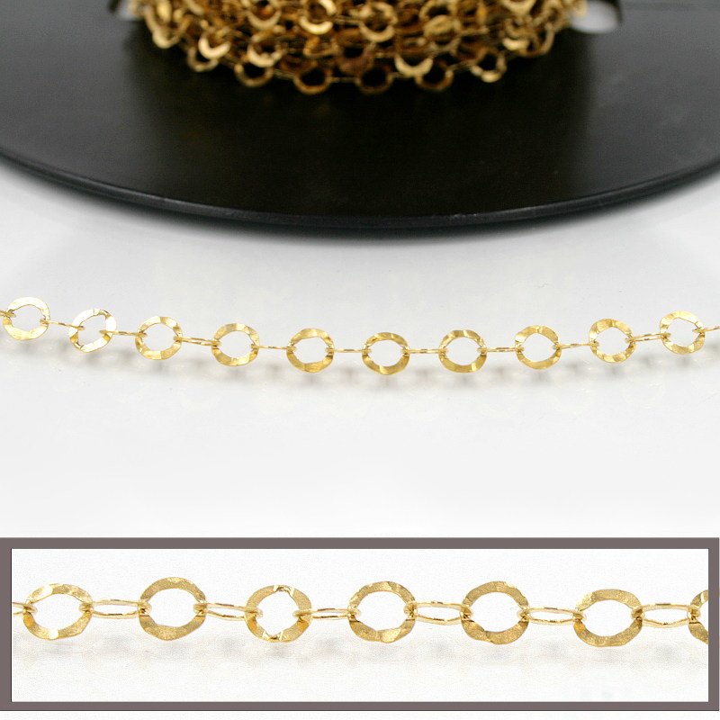 Sterling Silver hammered chain round shape size 6mm
