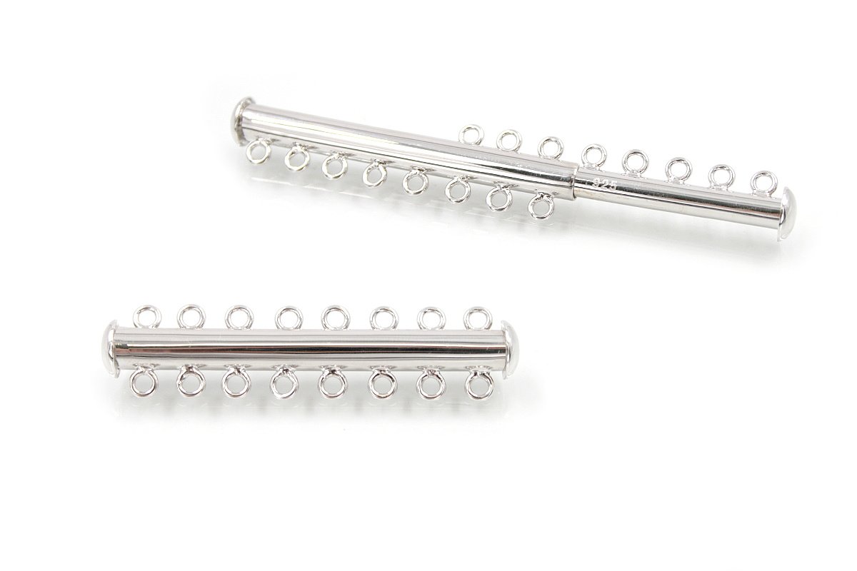 Sterling silver magnetic clasp cylindrical shape - 8 hook