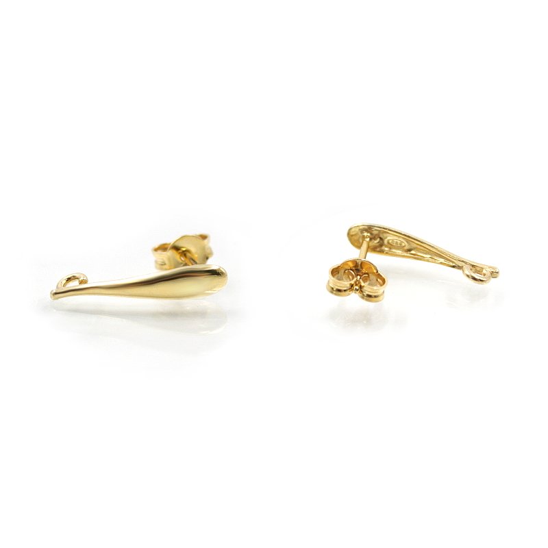 Sterling silver earrings drop shape with pin and butterfly