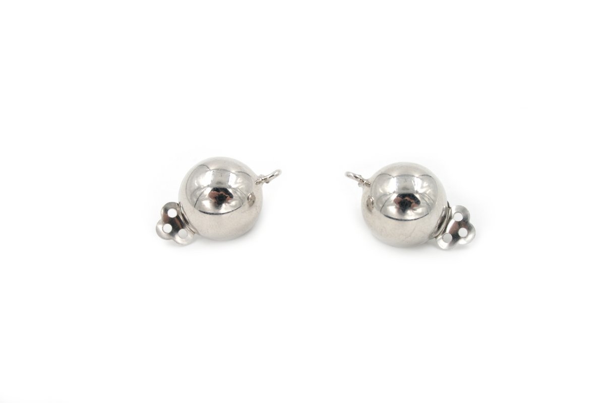 Orecchini argento clips semisfera 14mm rodiato - immagine 2