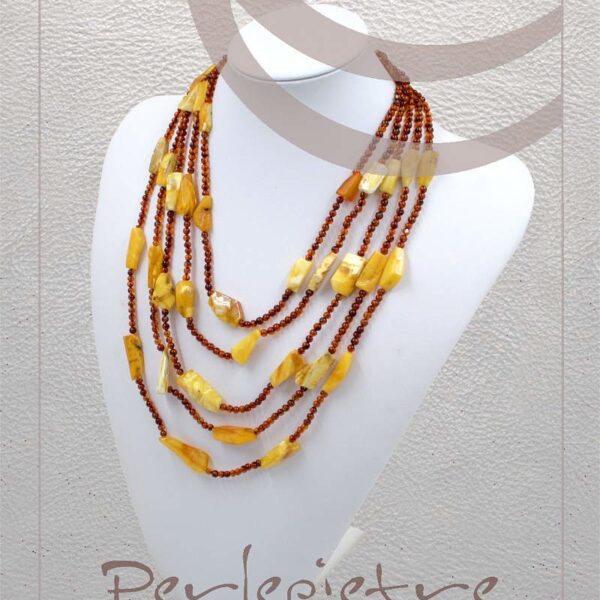 Multicolor Baltic Amber multithread necklet
