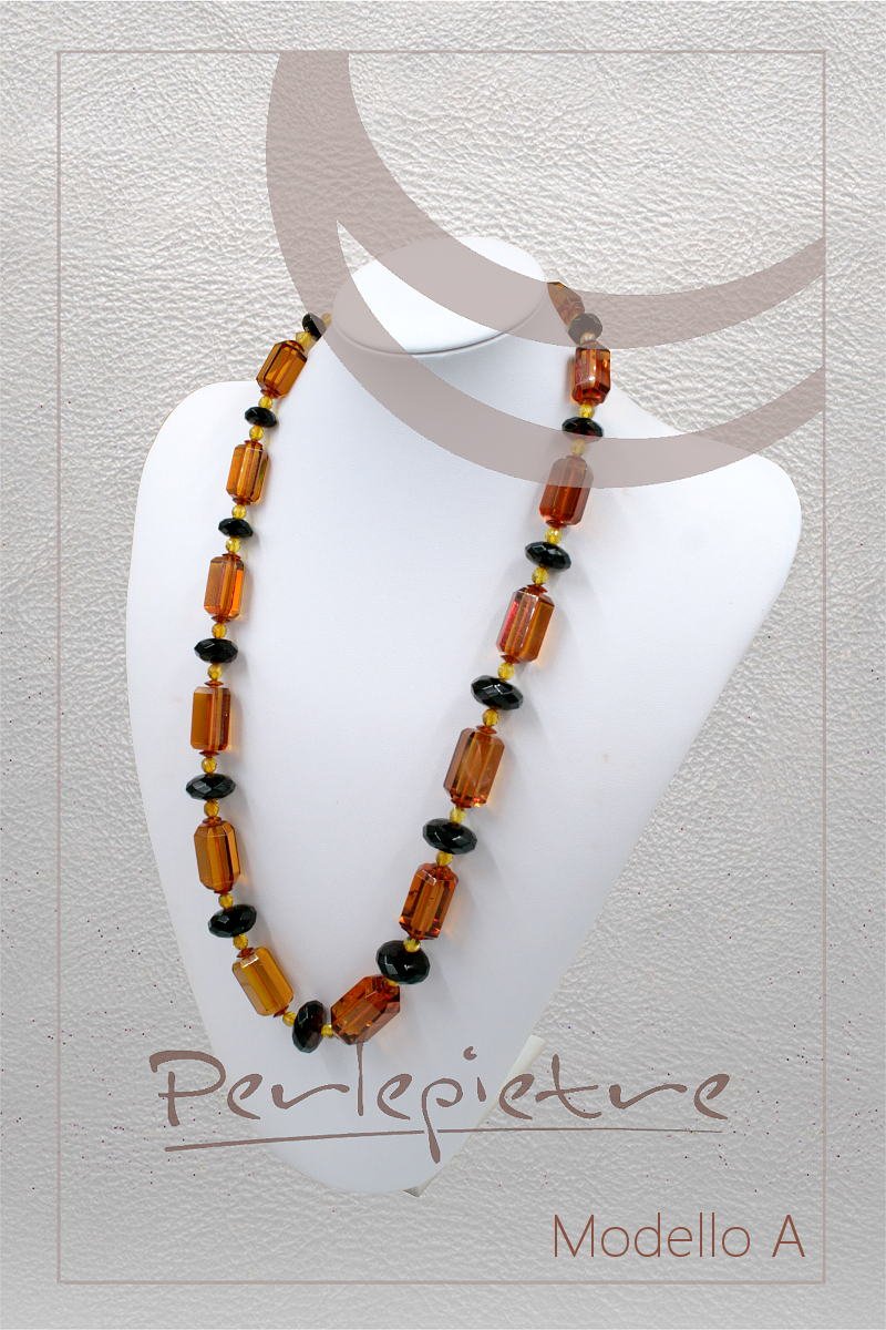 Ambra Baltica multicolor collane cilindri e rondelle sfaccettate - immagine 3