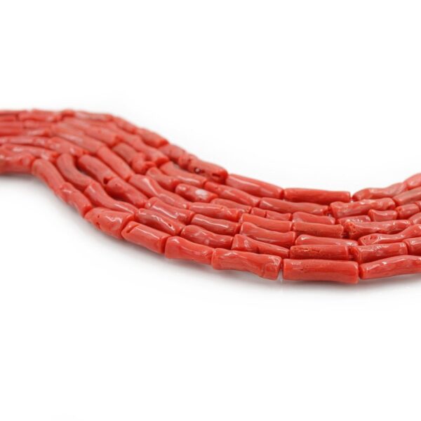 Mediterranean Coral strands cylindrical shape size 13x4mm / 17x6mm