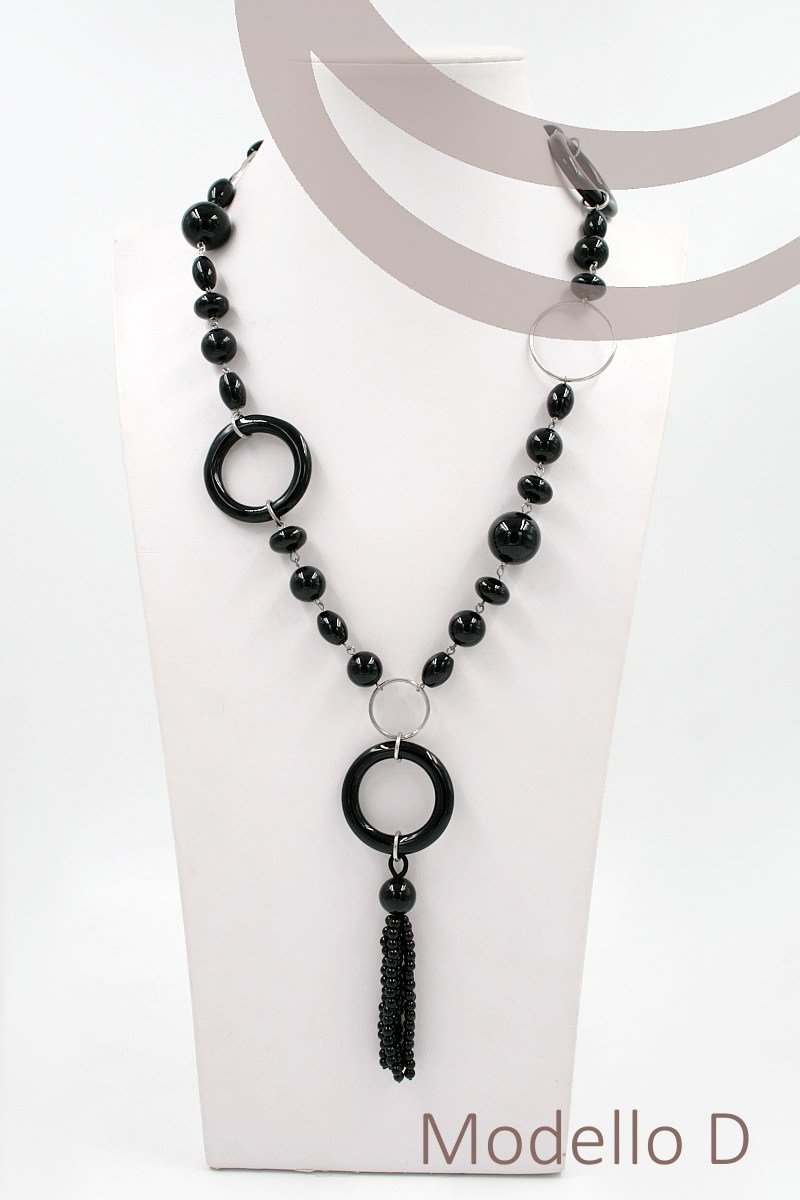 Collana lunga con elementi in pietra dura lavorata in argento 925‰ - immagine 2