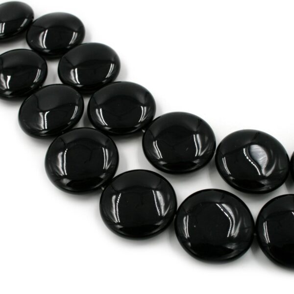 Black Agate strands coin shape size 40mm