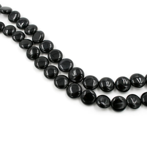 Black agate strands coin shape size 14mm