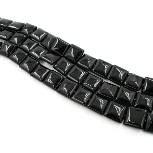 Black agate strands flat square shape size 14mm
