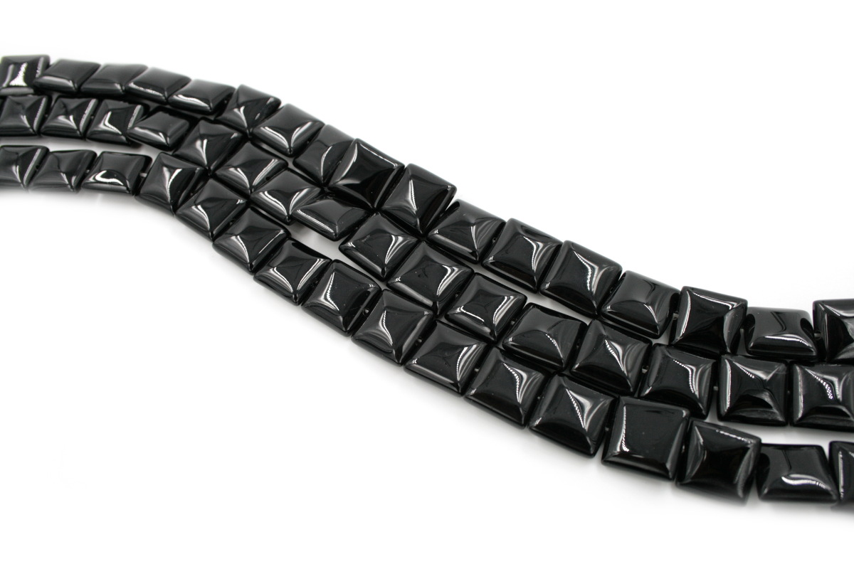 Agata nera fili quadrati flat 14mm
