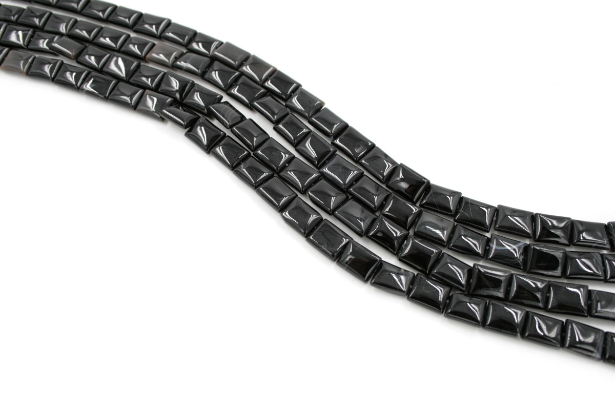 Black agate strands rectangular shape size 18x13mm