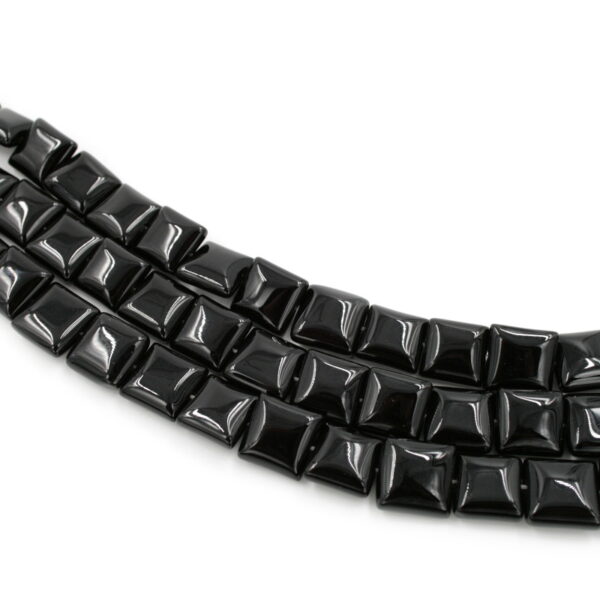 Black agate strands flat square shape size 12mm