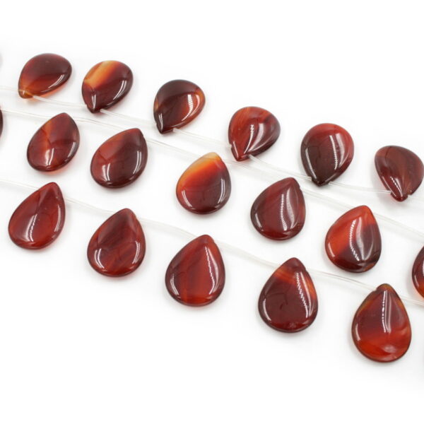 Red Agate strands flad drop shape size 30x22mm - Flag Hole