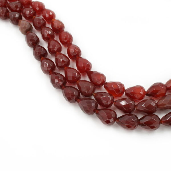 Red Agate strands faceted drop shape size 20x15mm - Passing Hole