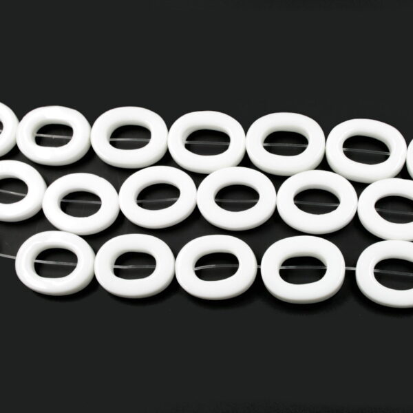 White Agate strands oval frame shape size 25x20mm