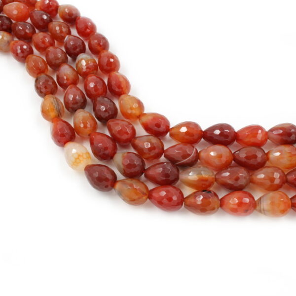 Red Agate strands faceted drop shape size 22x16mm - Passing Hole