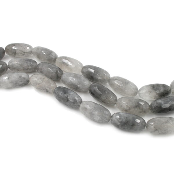 Cloudy quartz fili olive sfaccettate 30x16mm