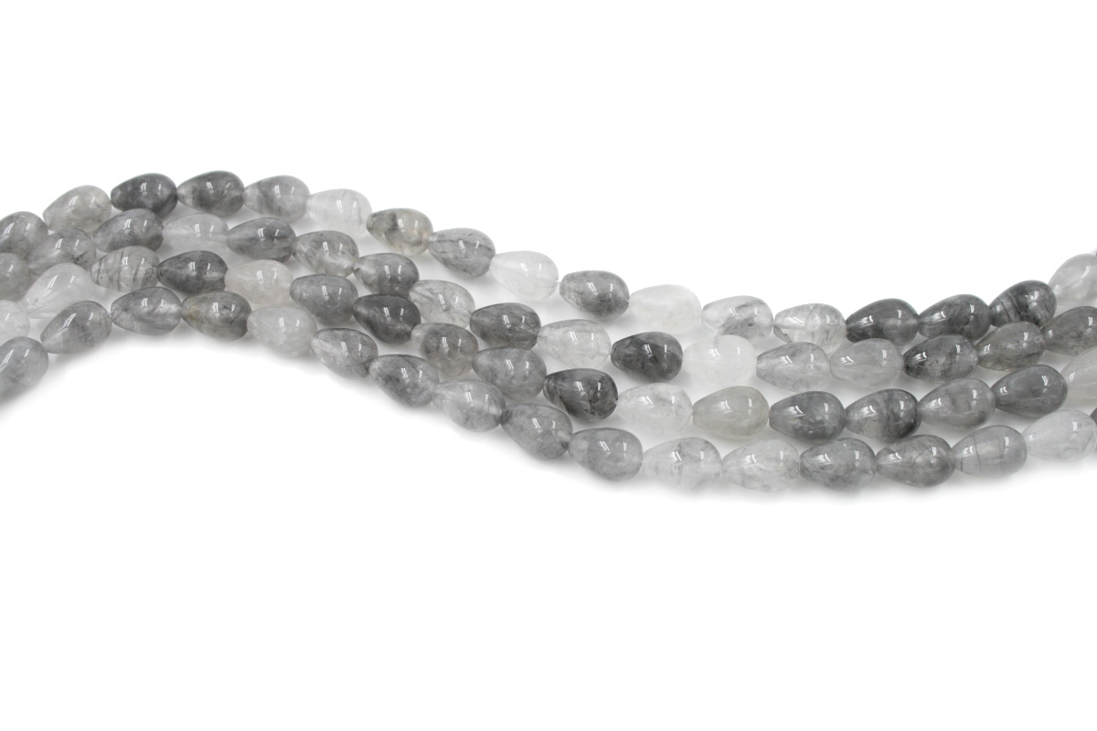 Cloudy quartz strands drop shape size 14x10mm