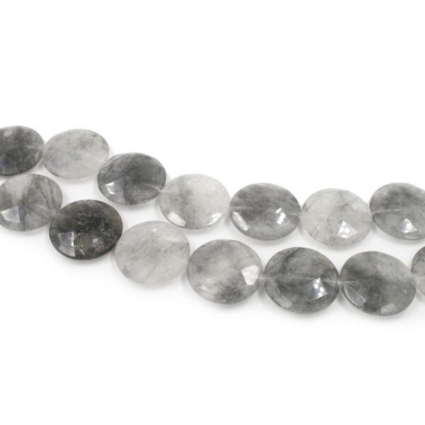 Cloudy quartz fili monete sfaccettate 30mm