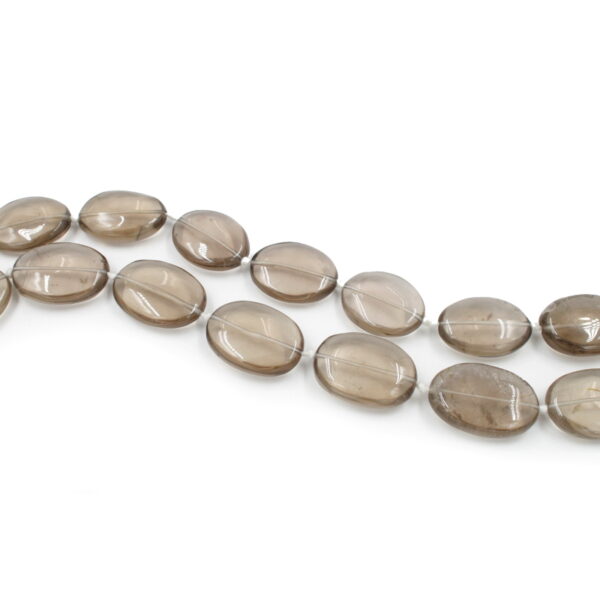 Smoky Quartz strands flat oval shape size 20x27mm