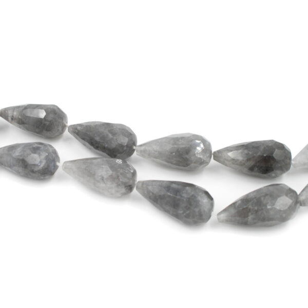 Cloudy quartz fili drop sfaccettati 40x20mm - Foro Passante