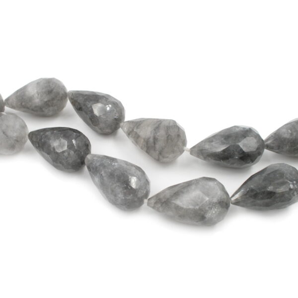 Cloudy quartz fili drop sfaccettati 30x50mm - Foro Passante