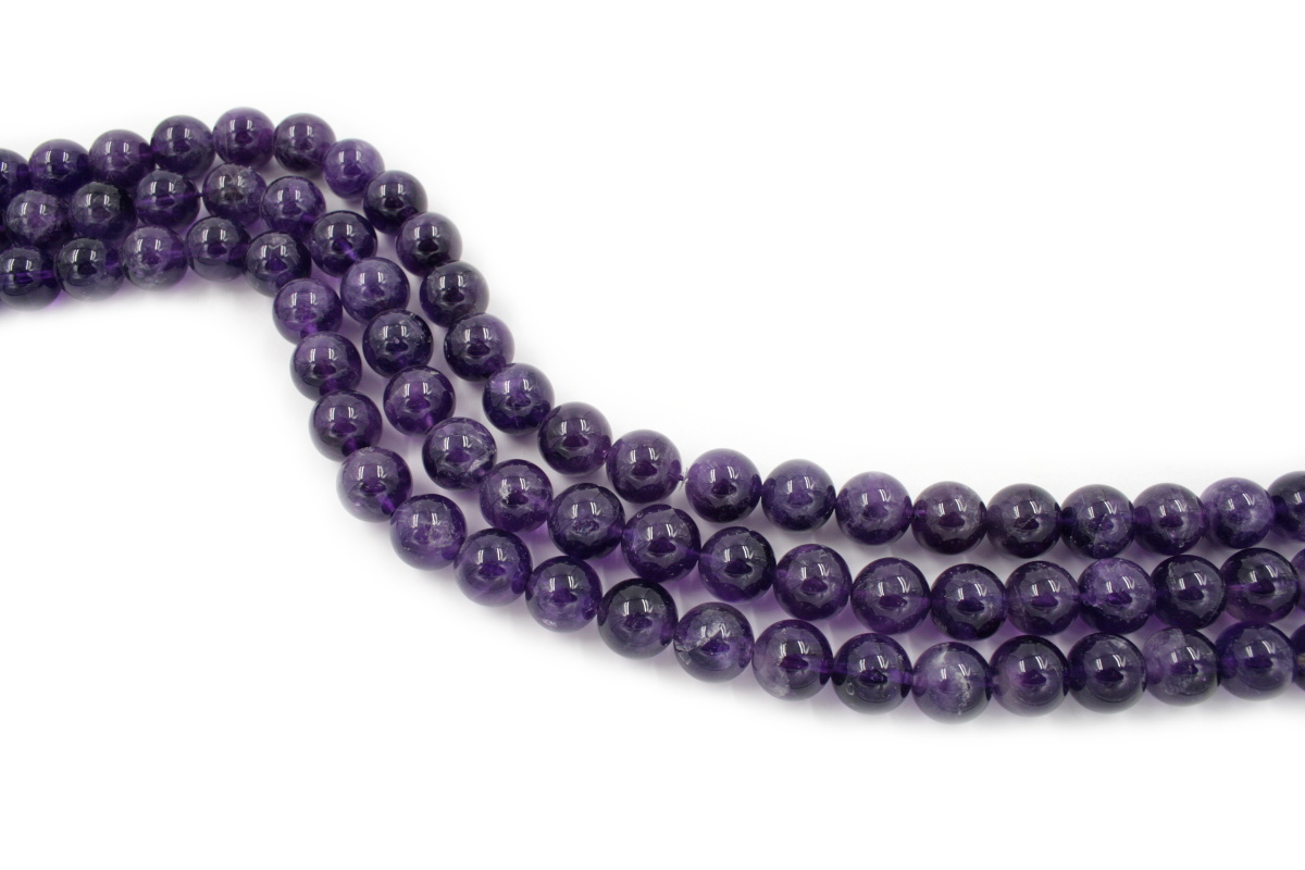 Amethyst strands round shape size 14mm