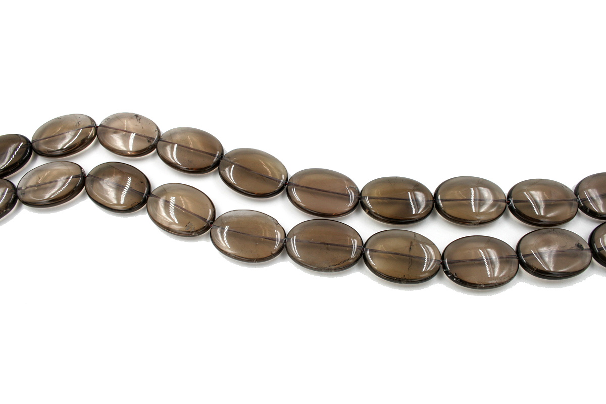 Smoky Quartz strands flat oval shape size 33x18mm