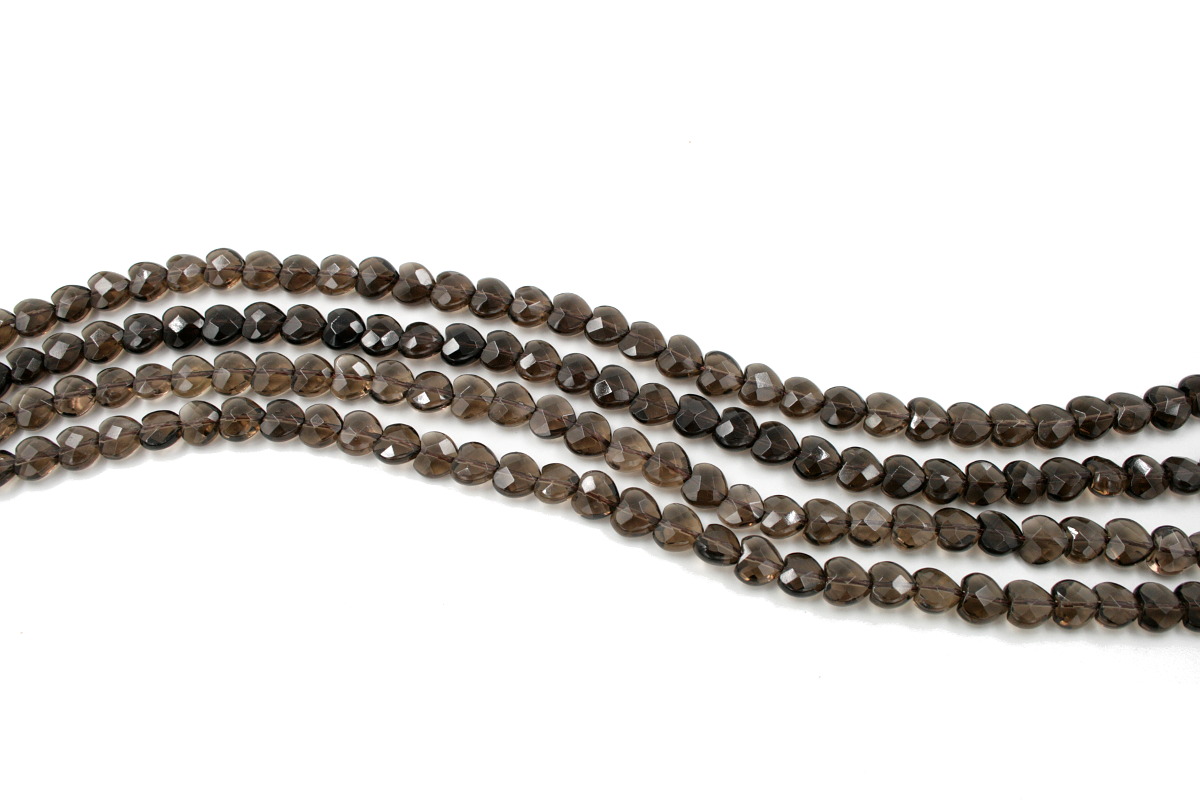 Smoky Quartz strands heart shape size 8mm