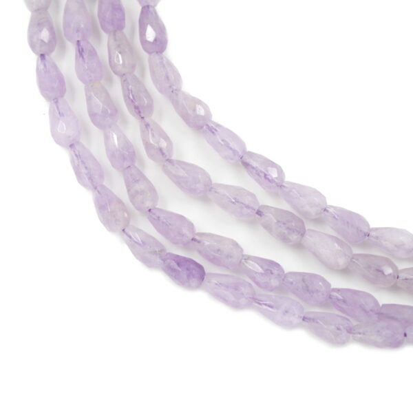 Lavender Amethyst strands faceted drop shape size 9x6mm
