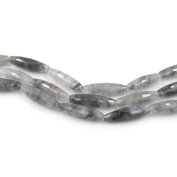 Cloudy quartz fili olive sfaccettate 35x10mm