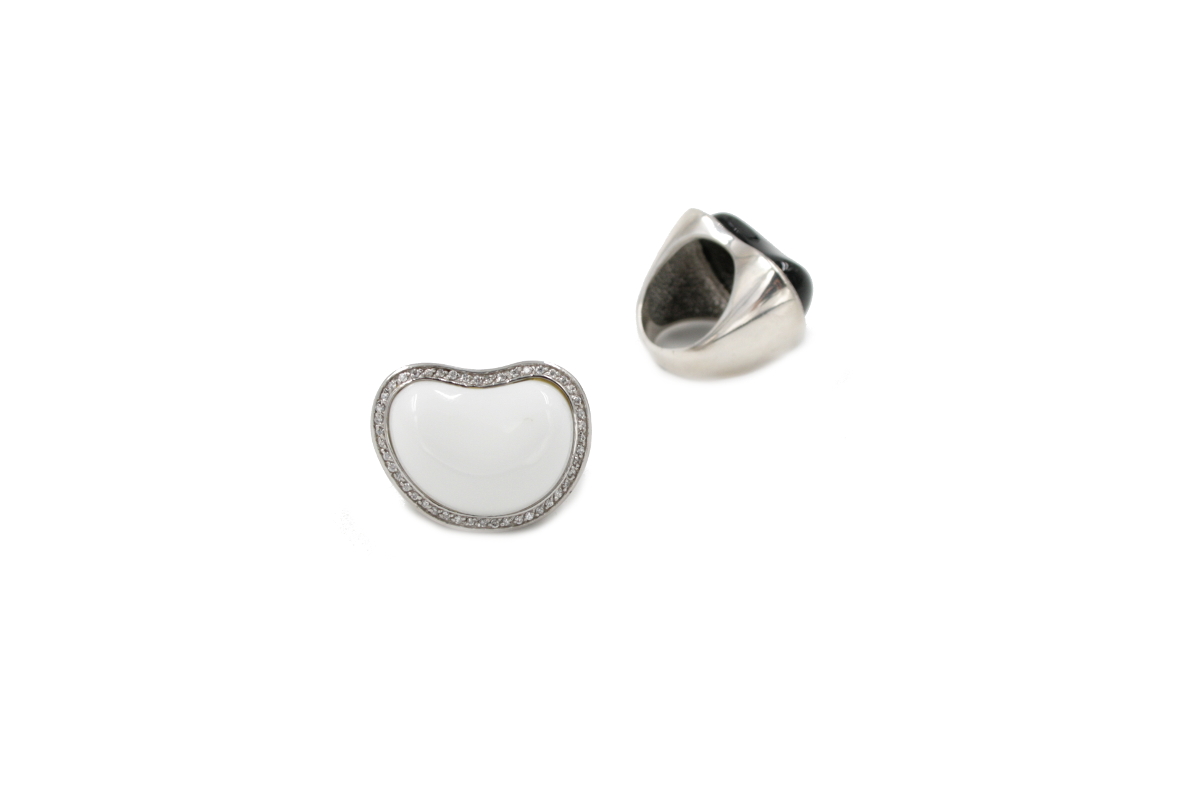 Anello argento 'fagiolo' con pietre dure e zirconi - Vari Colori