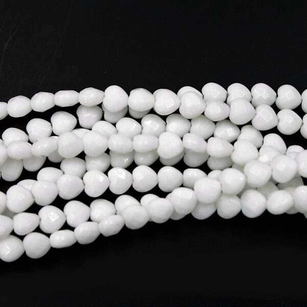 White Agate strands facetted heart shape size 12mm