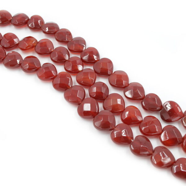 Red Agate strands faceted heart shape size 16mm