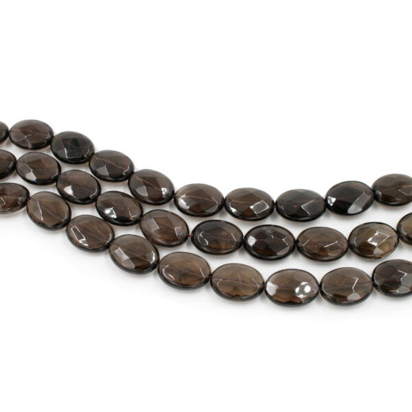 Quarzo fumè fili flat oval sfaccettati 20x15mm