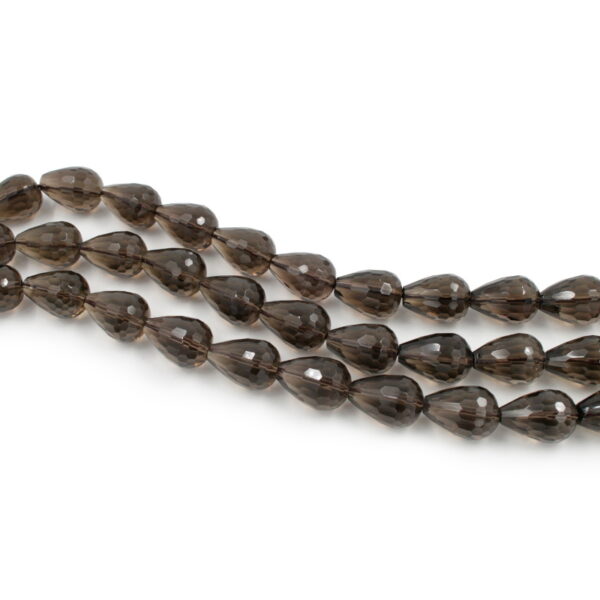 Smoky Quartz strands faceted drop shape size 18x13mm - Passing Hole
