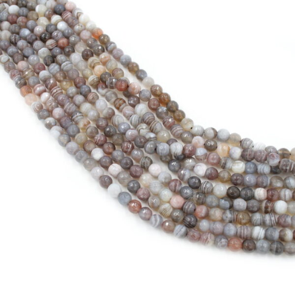 Botswana Agate strands faceted round shape size 6mm