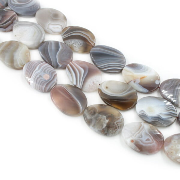 Botswana Agate strands faceted flat oval shape size 30x22mm