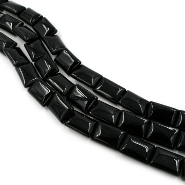 Black agate strands rectangular shape size 18x13mm