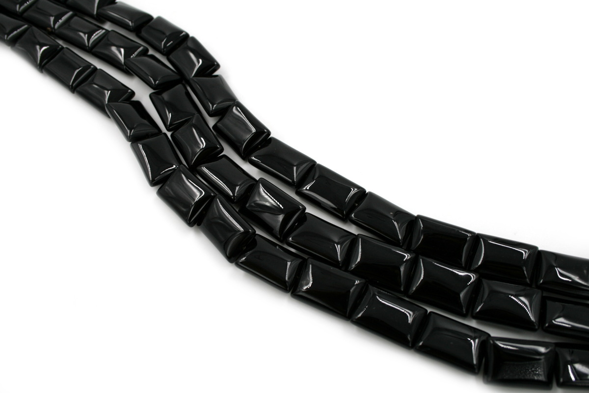 Black agate strands rectangular shape size 18x13mm