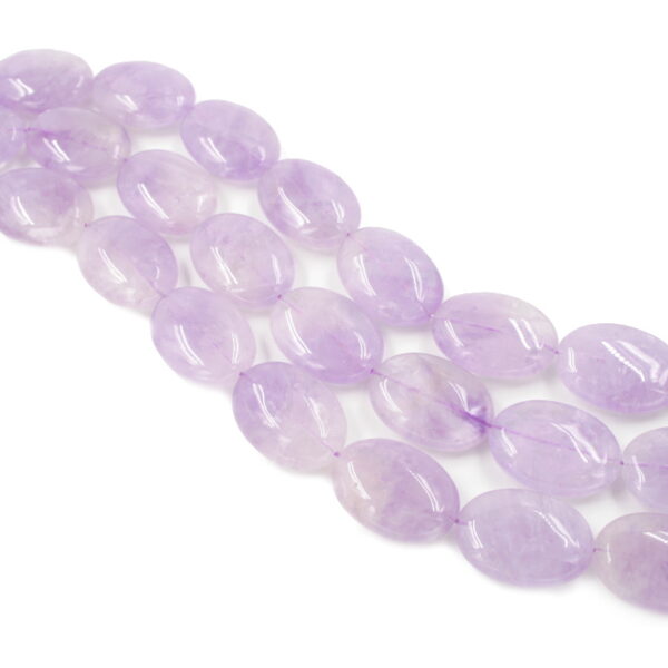 Lavender Amethyst strands flat oval shape size 25x18mm