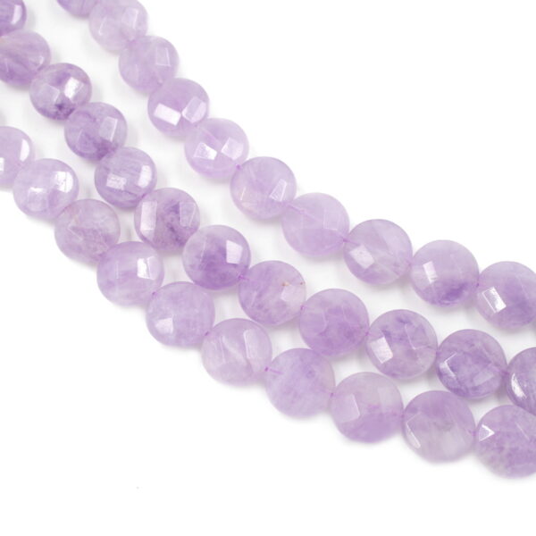 Lavender Amethyst strands faceted coin shape size 10mm