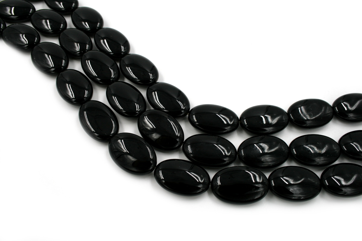 Agata nera fili flat oval 20x15mm