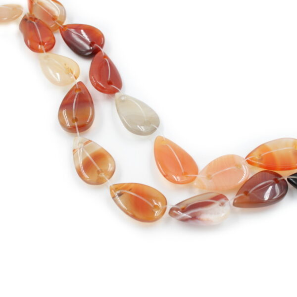 Red Agate strands flat drop shape