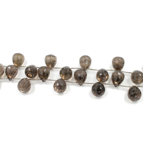 Quarzo fumè fili drop sfaccettati 20x15mm - Foro Laterale
