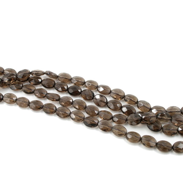 Smoky Quartz strands flat oval shape size 14x10mm