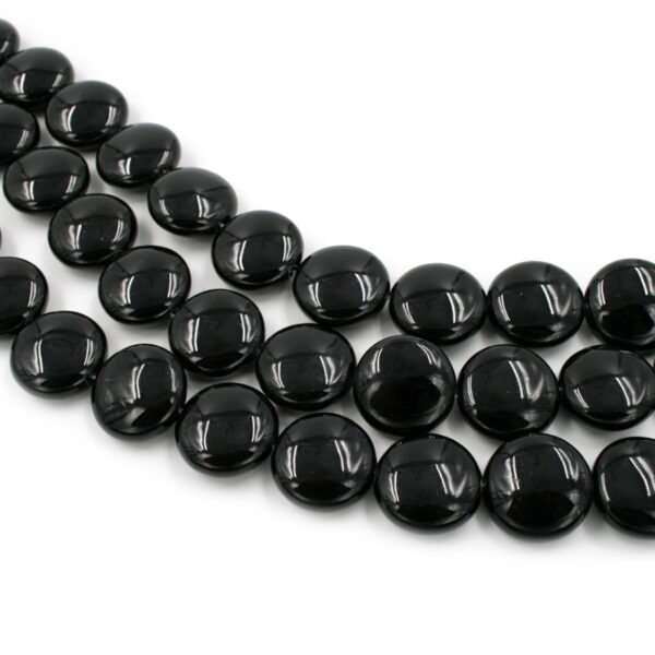 Black agate strands coin shape size 20mm