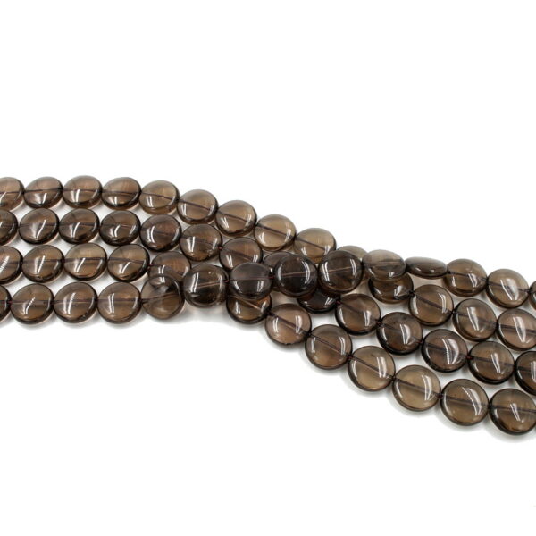 Smoky Quartz strands coin shape size 15mm