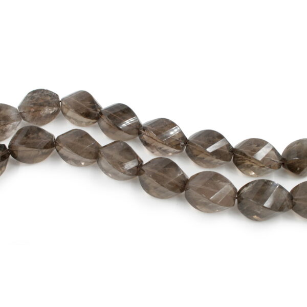 Quarzo fumè fili flat olive twist sfaccettate 30x20mm