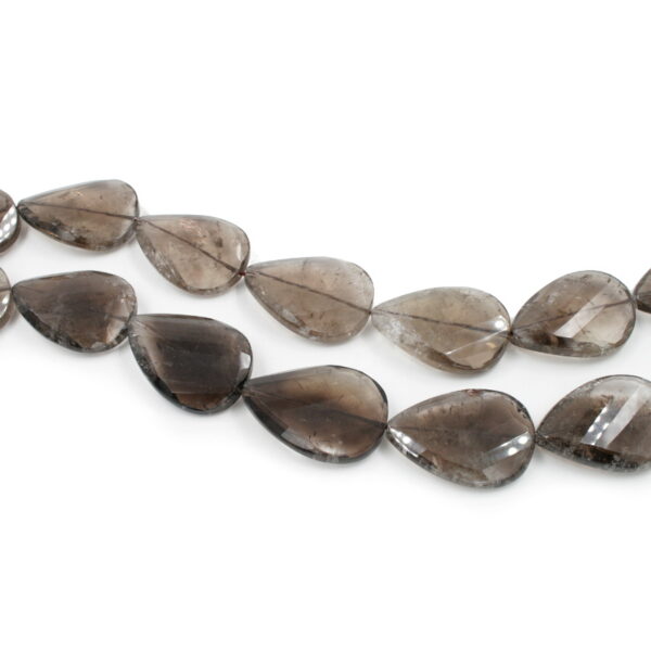 Quarzo fumè fili twist drop sfaccettati 28x40mm